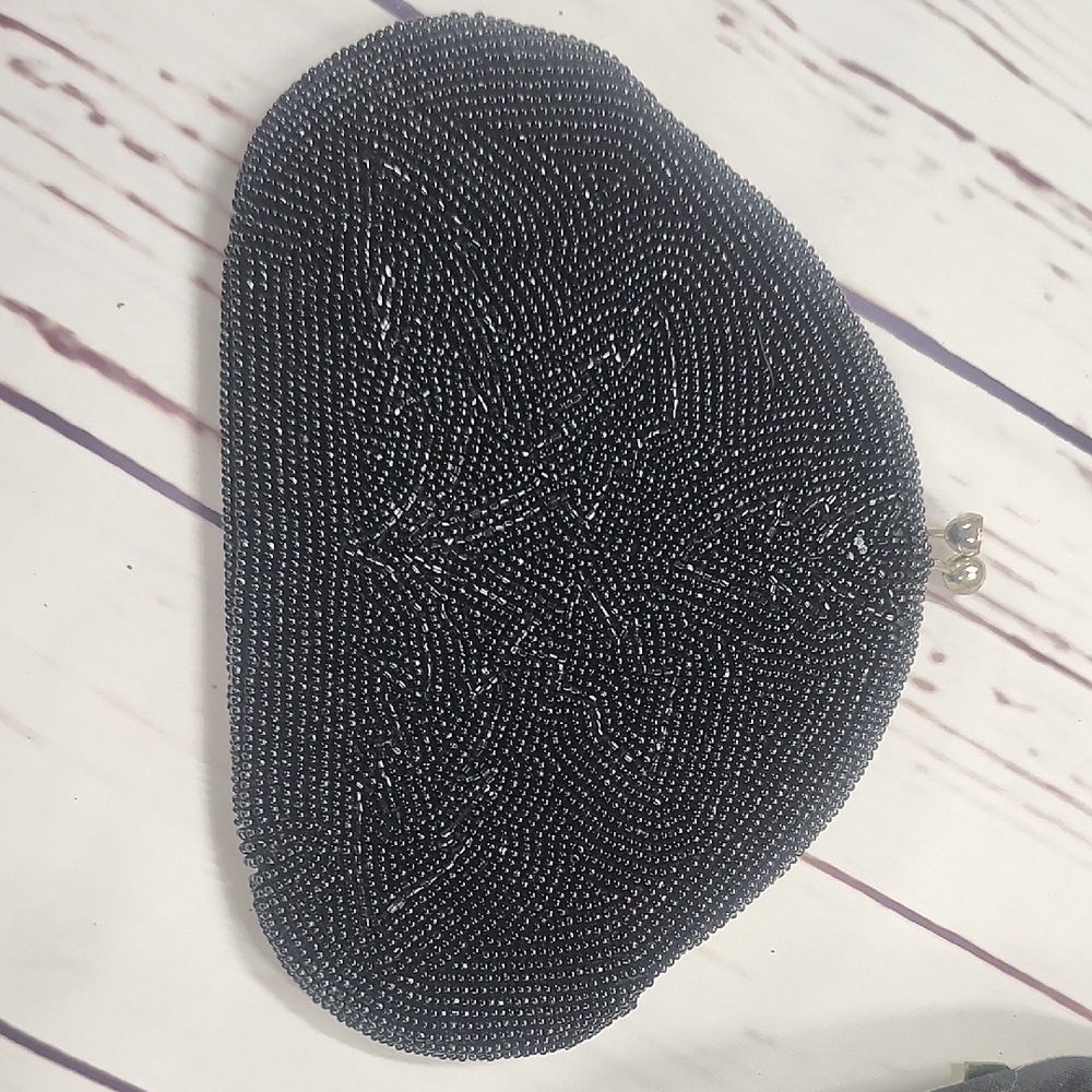Chic Black Beaded Mini Bag
